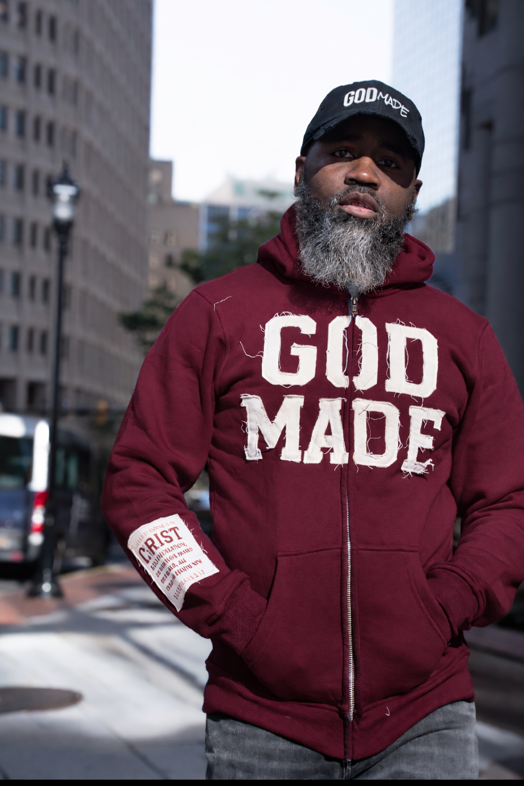 (Covenant Maroon) New Creation Distressed Zip Unisex Hoodie