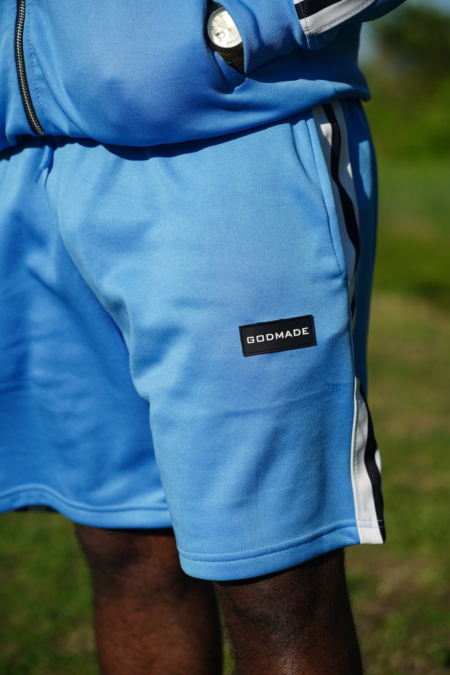 (Heavenly Blue) Statement Unisex Track Jacket & Short Set