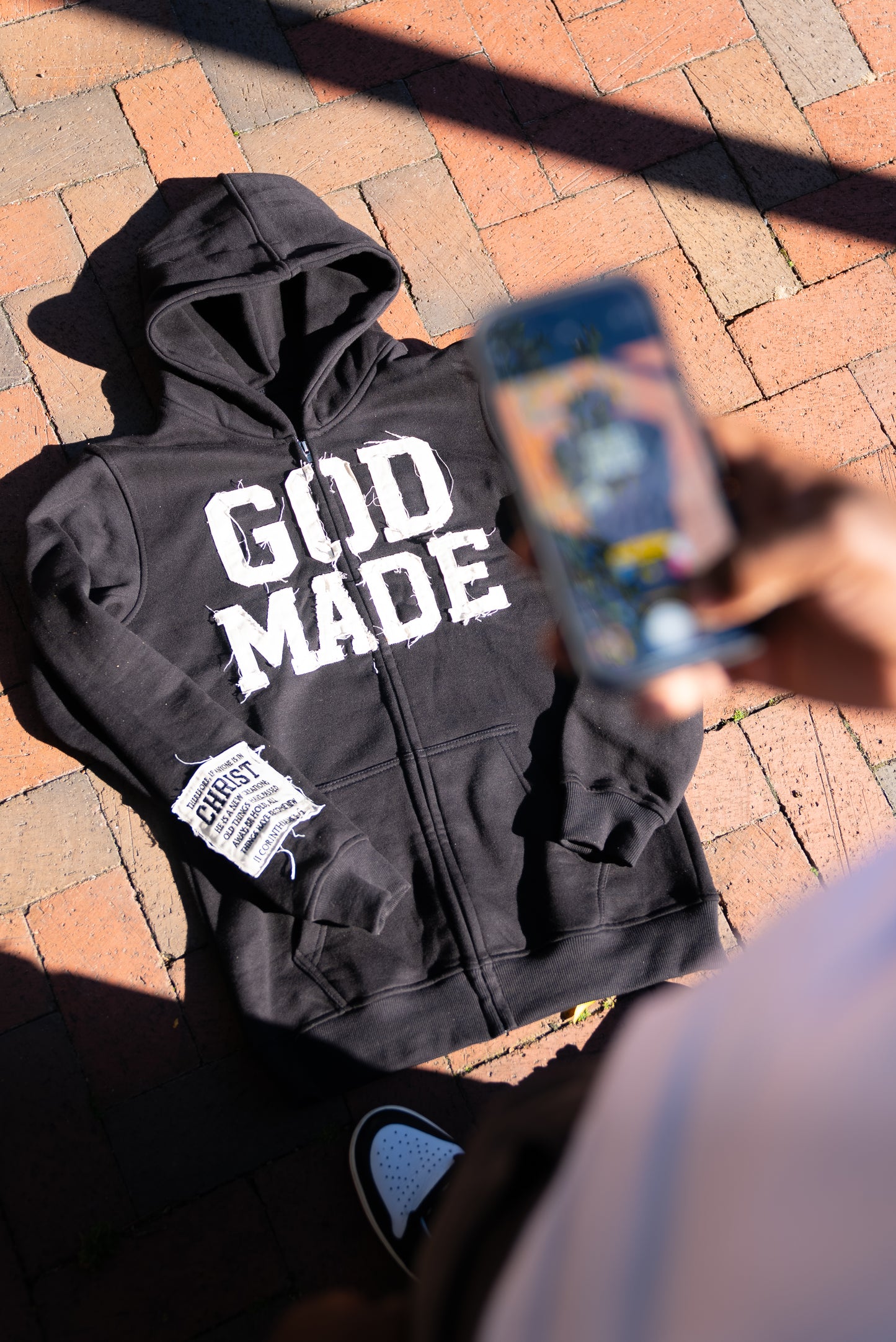 (Mercy Black) New Creation Distressed Zip Unisex Hoodie