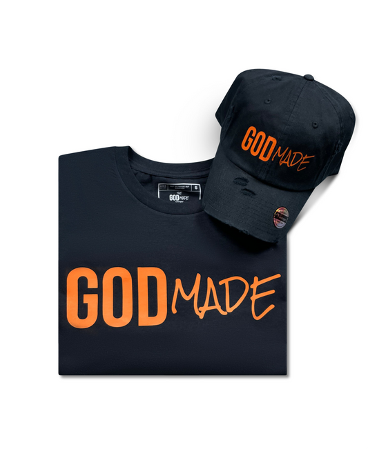 (Mercy Black & Holy Fire Orange) GodMade Unisex Hat & Shirt Combo