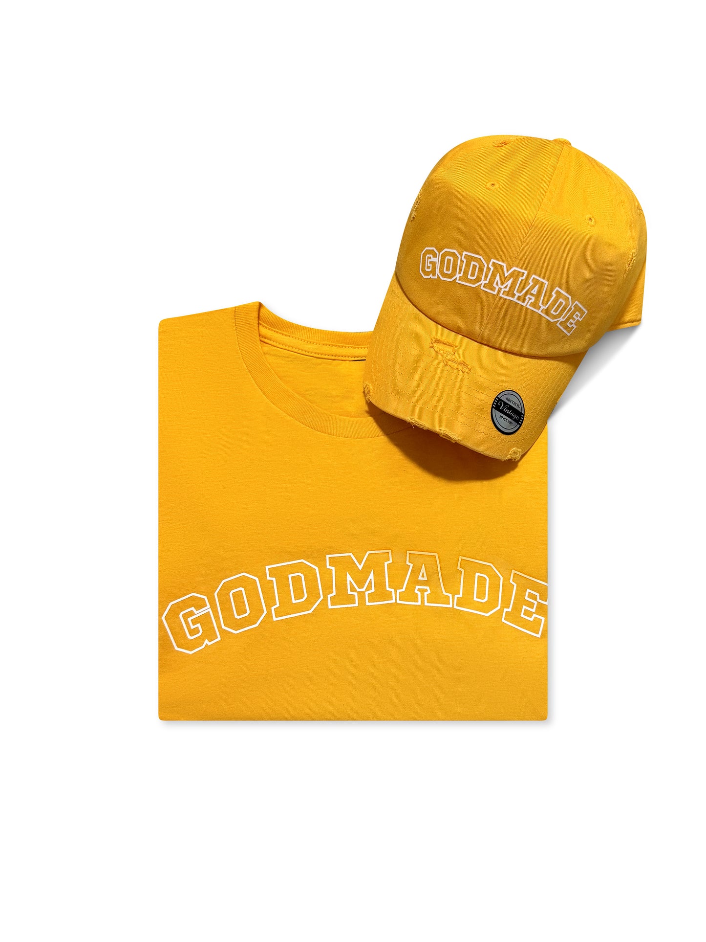 (Mustard Seed Yellow) GodMade Varsity Hat & Shirt Combo