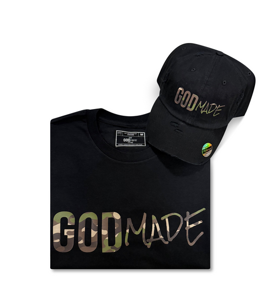 (Mercy Black Camo) GodMade Unisex Hat & Shirt Combo