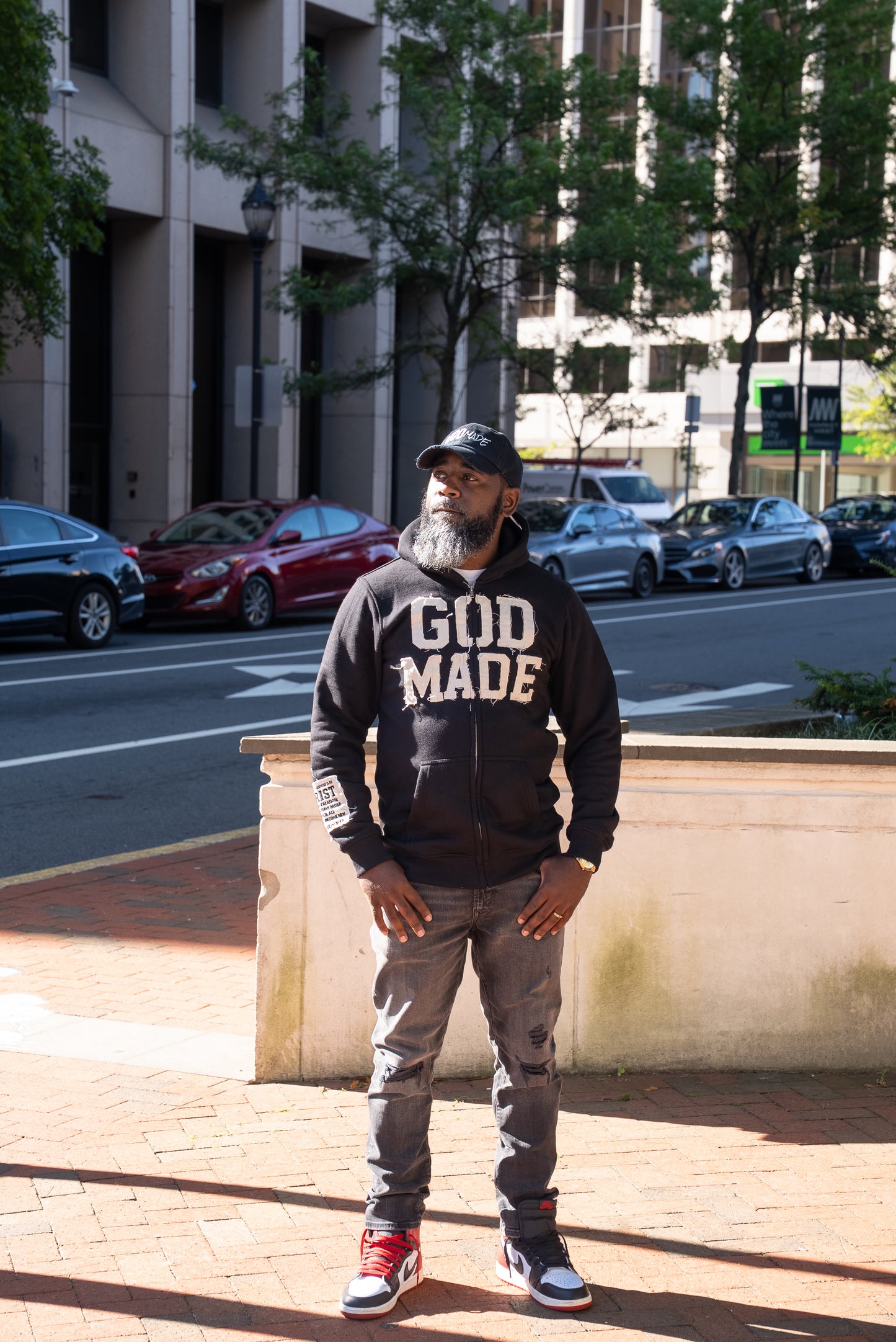 (Mercy Black) New Creation Distressed Zip Unisex Hoodie