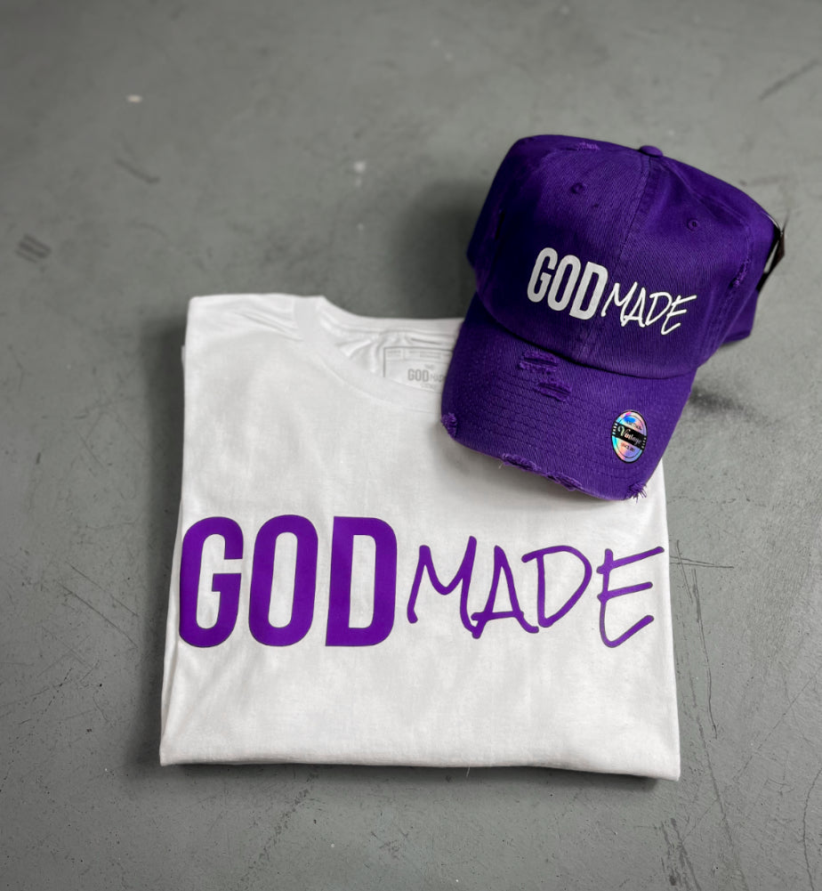 (PURPLE) UNISEX HAT & SHIRT COMBO