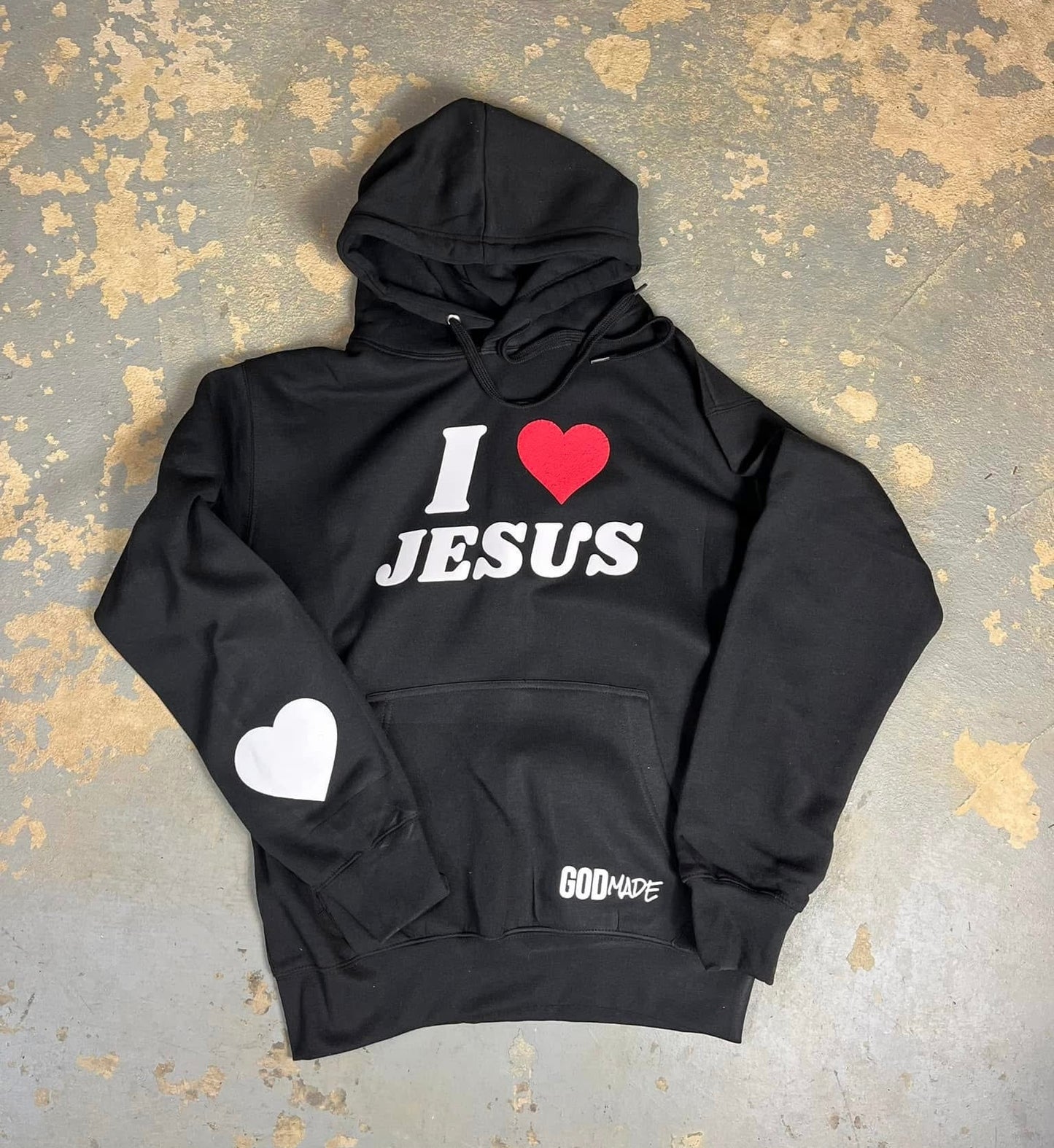 (Black) I love Jesus Puff Print Unisex Hoodie