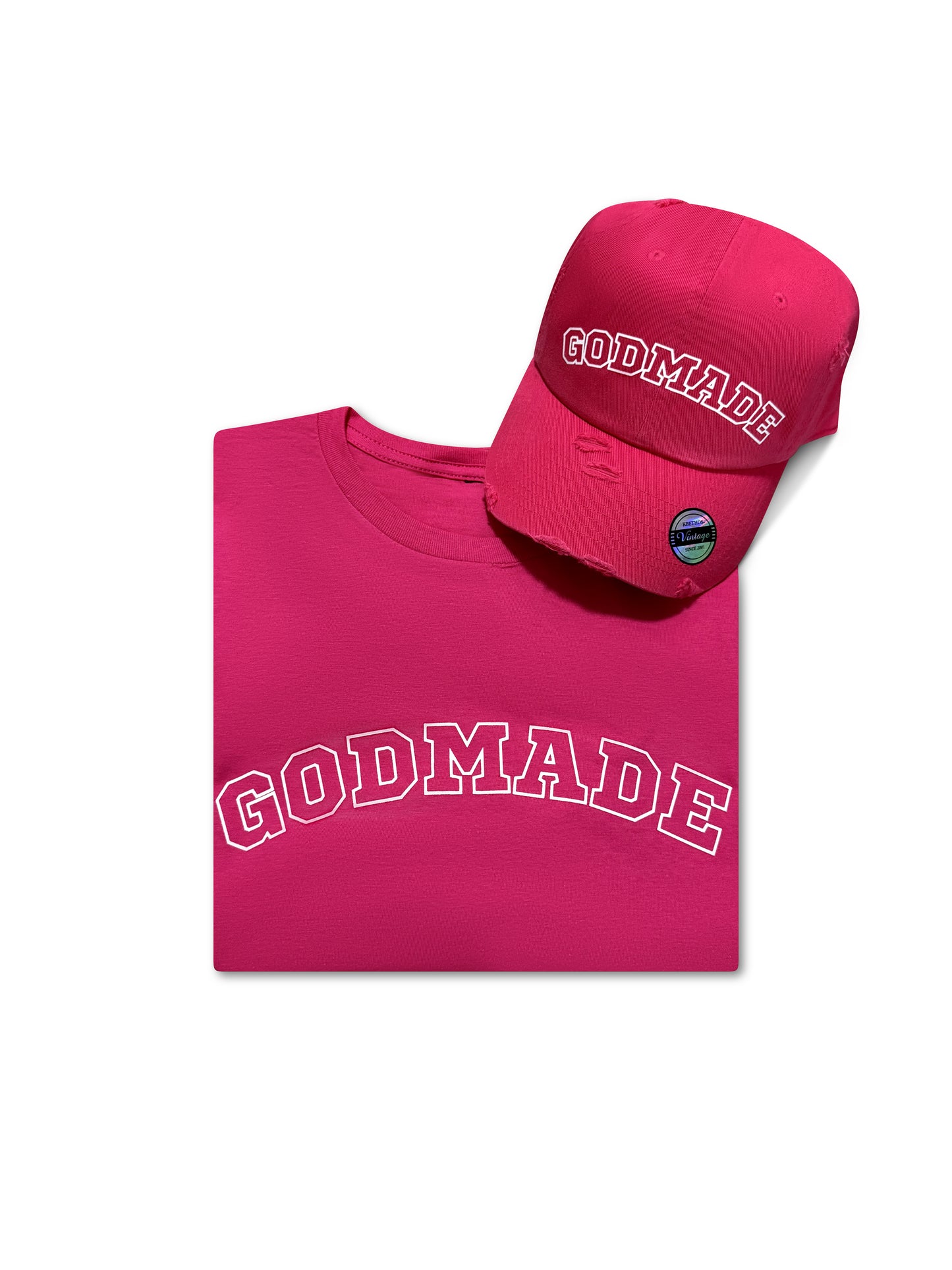 (Passion Pink) GodMade Varsity Hat & Shirt Combo