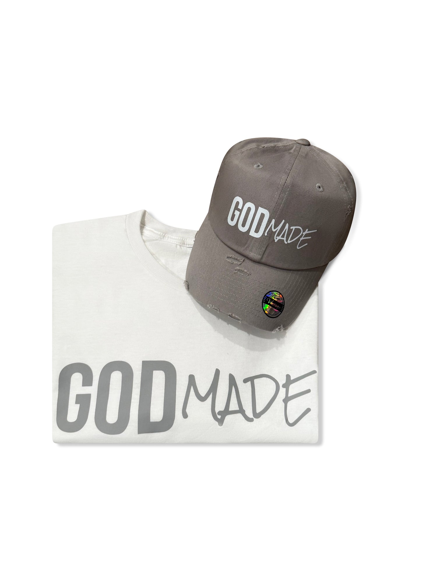 (Gray) GodMade Unisex Hat & Shirt Combo