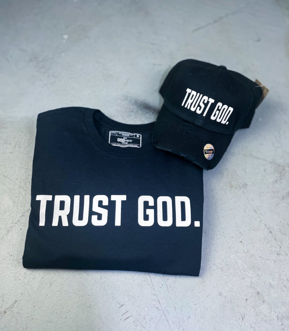 (Black) Trust God Unisex Hat & Shirt Combo