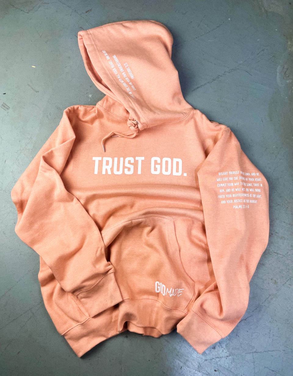 (Peach)Trust God Unisex Hoodie