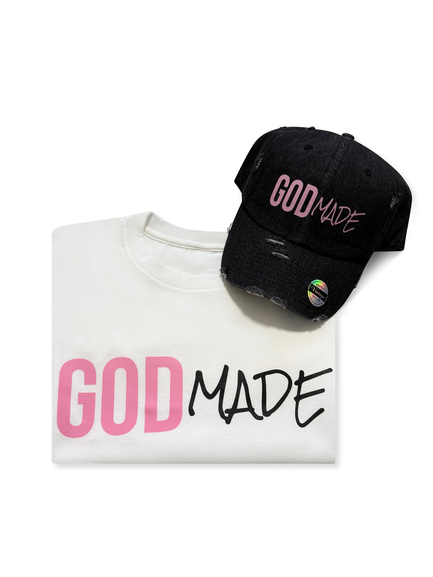 (Promise Pink & Mercy Black) GodMade Unisex Hat & Shirt Combo