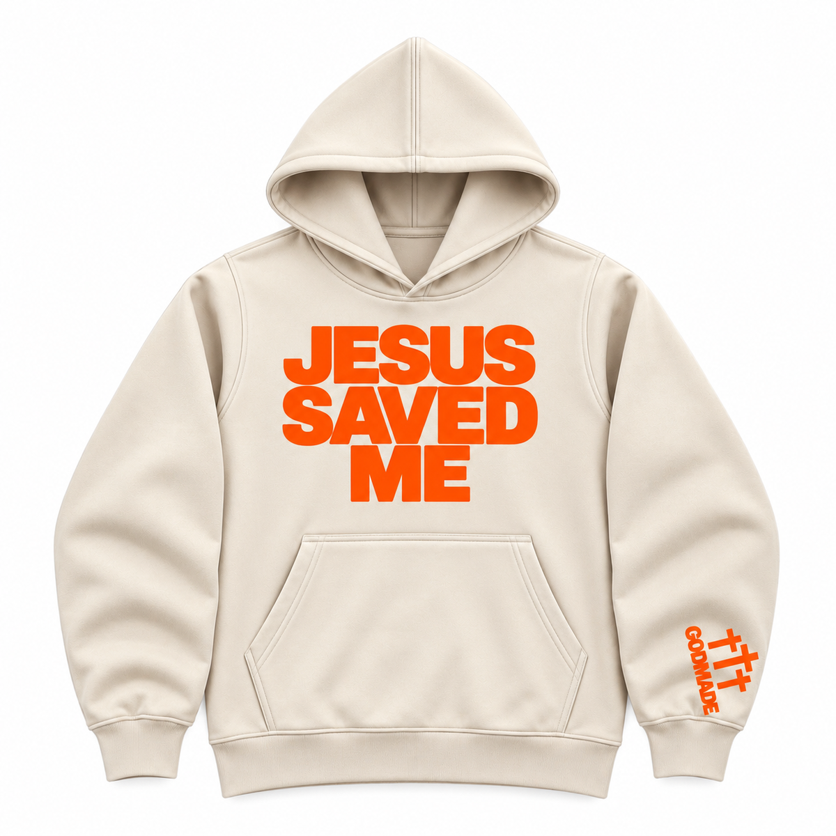 (Off White & Orange) Jesus Saved Me Unisex Hoodie