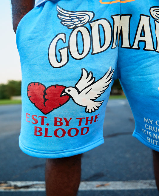 (Heavenly Blue) Limited Crucified With Christ Unisex Sweatshorts