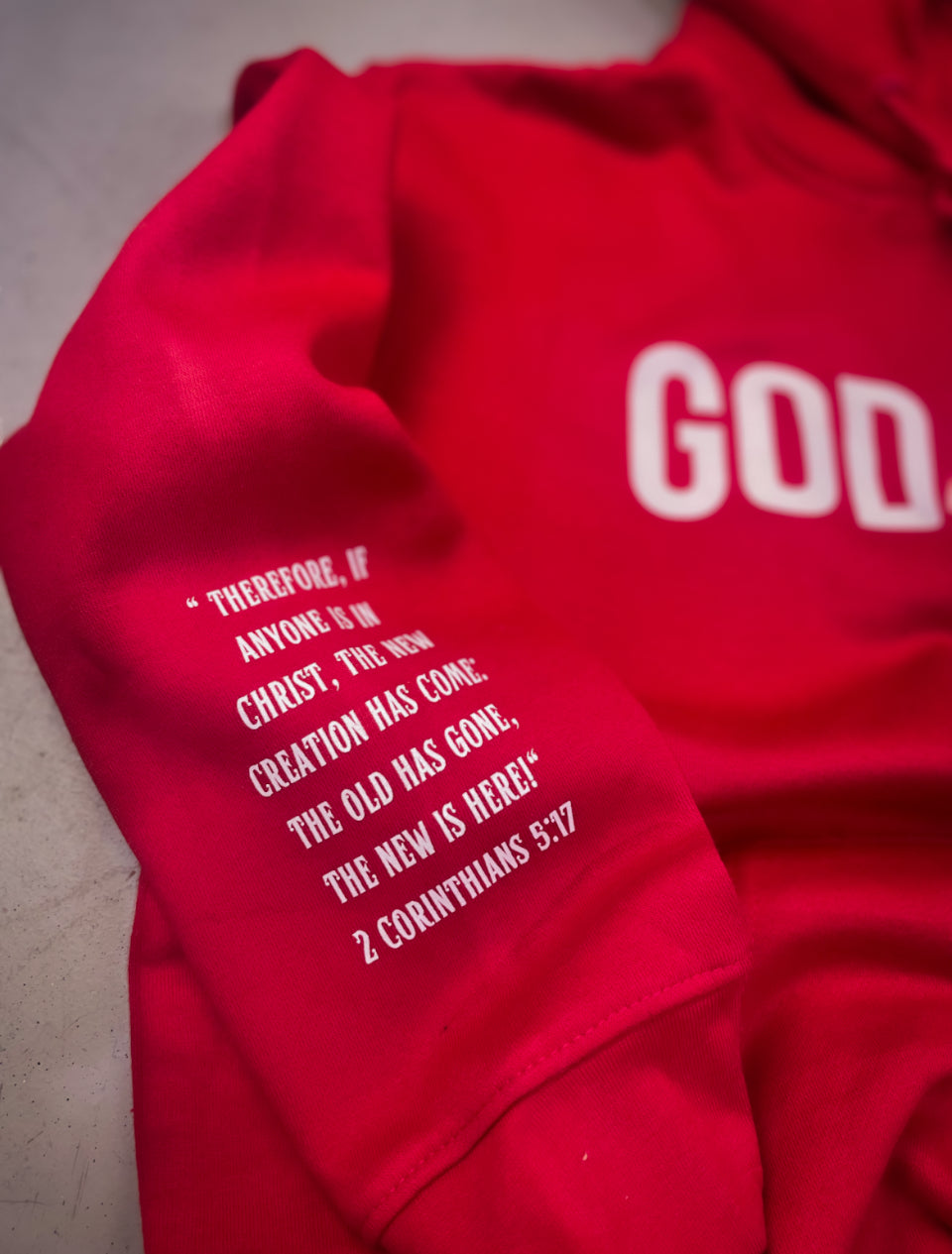 (Red) GODMADE Scripture Unisex Hoodie