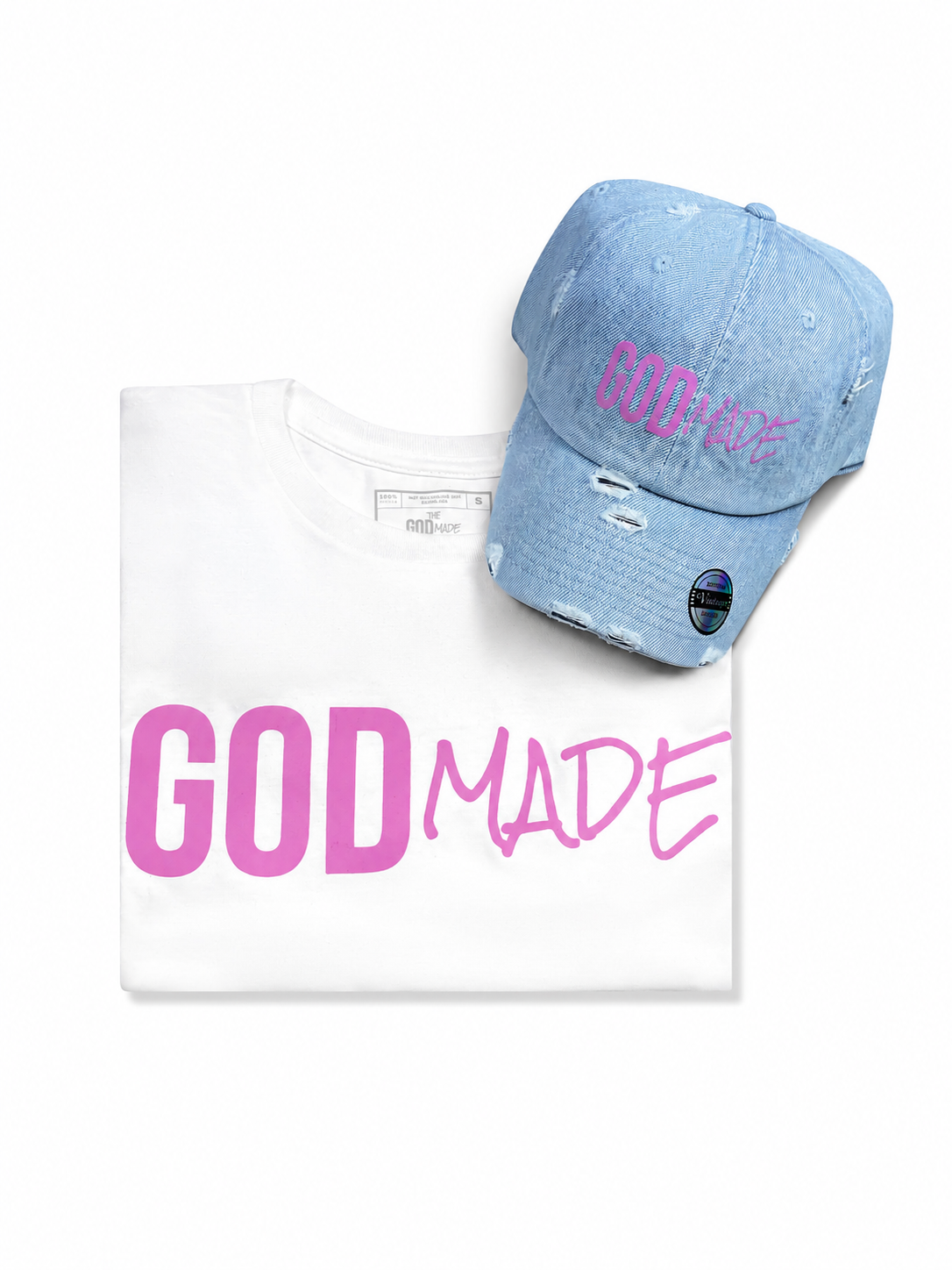 (Promise Pink) GodMade Unisex Hat & Shirt Combo