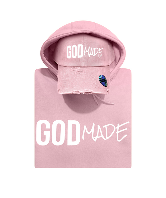 (Light Pink) GodMade Unisex Hoodie & Hat Combo