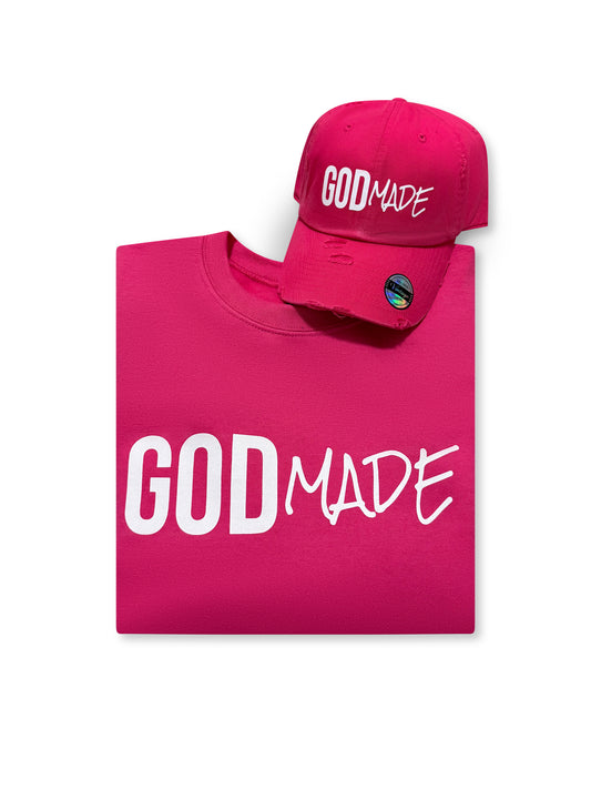 (Passion Pink) Crewneck Sweatshirt & Hat Combo
