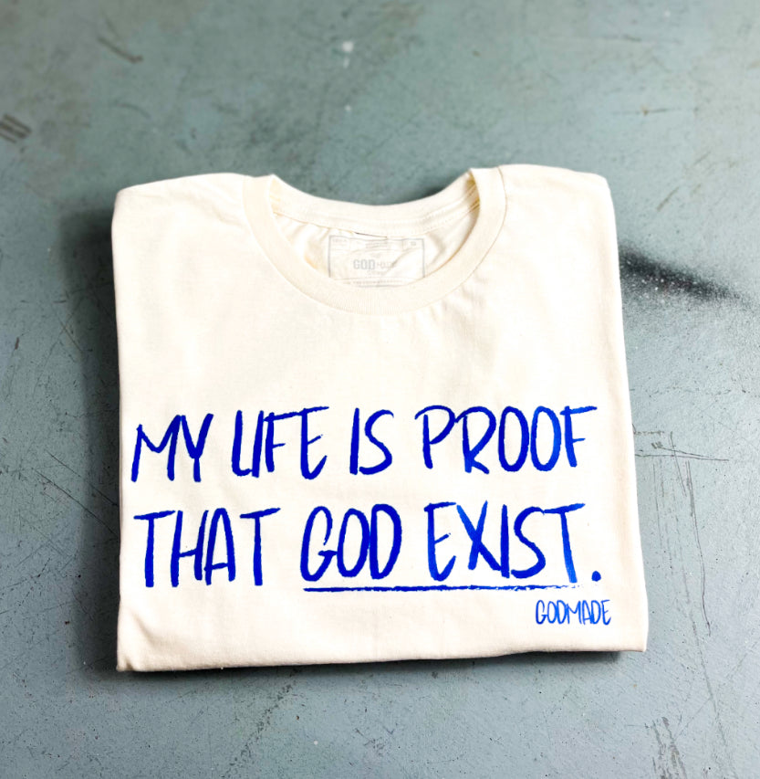 (Off White & Blue) My Life Is Proof Unisex T-shirt