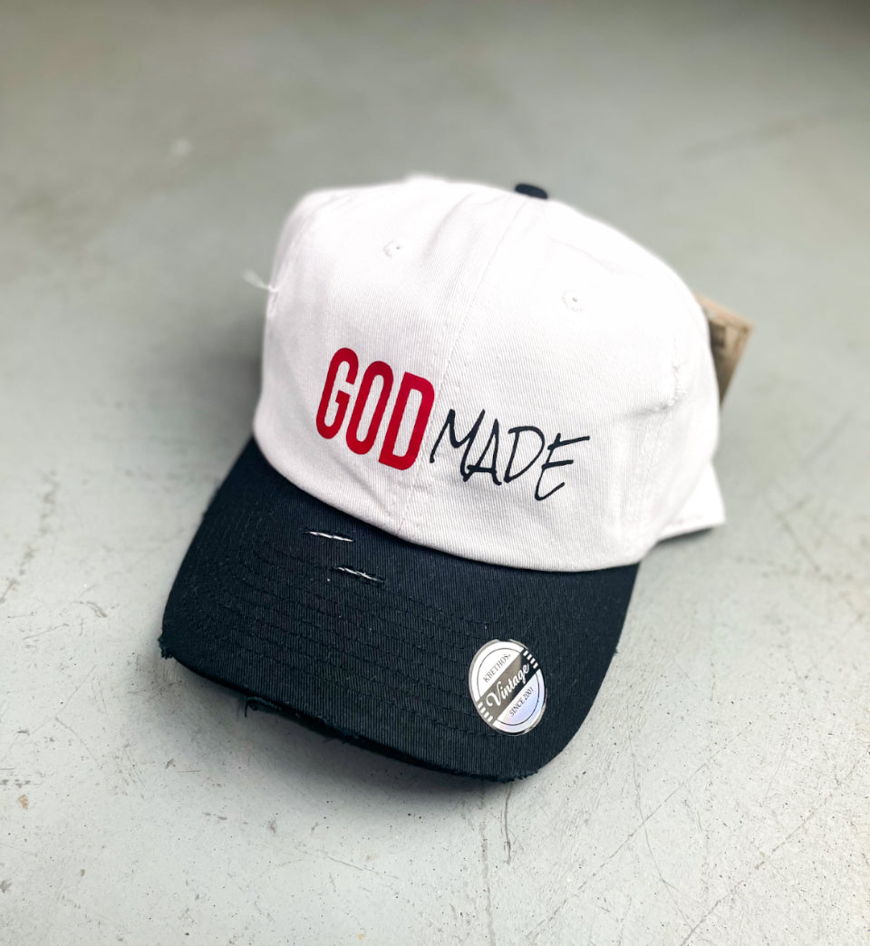 (White, Black & Red) GODMADE DAD HAT