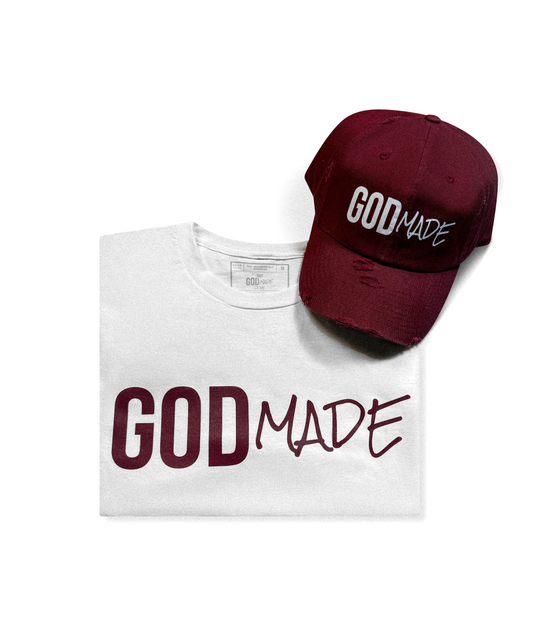 (Covenant Maroon) GodMade Unisex Hat & Shirt Combo
