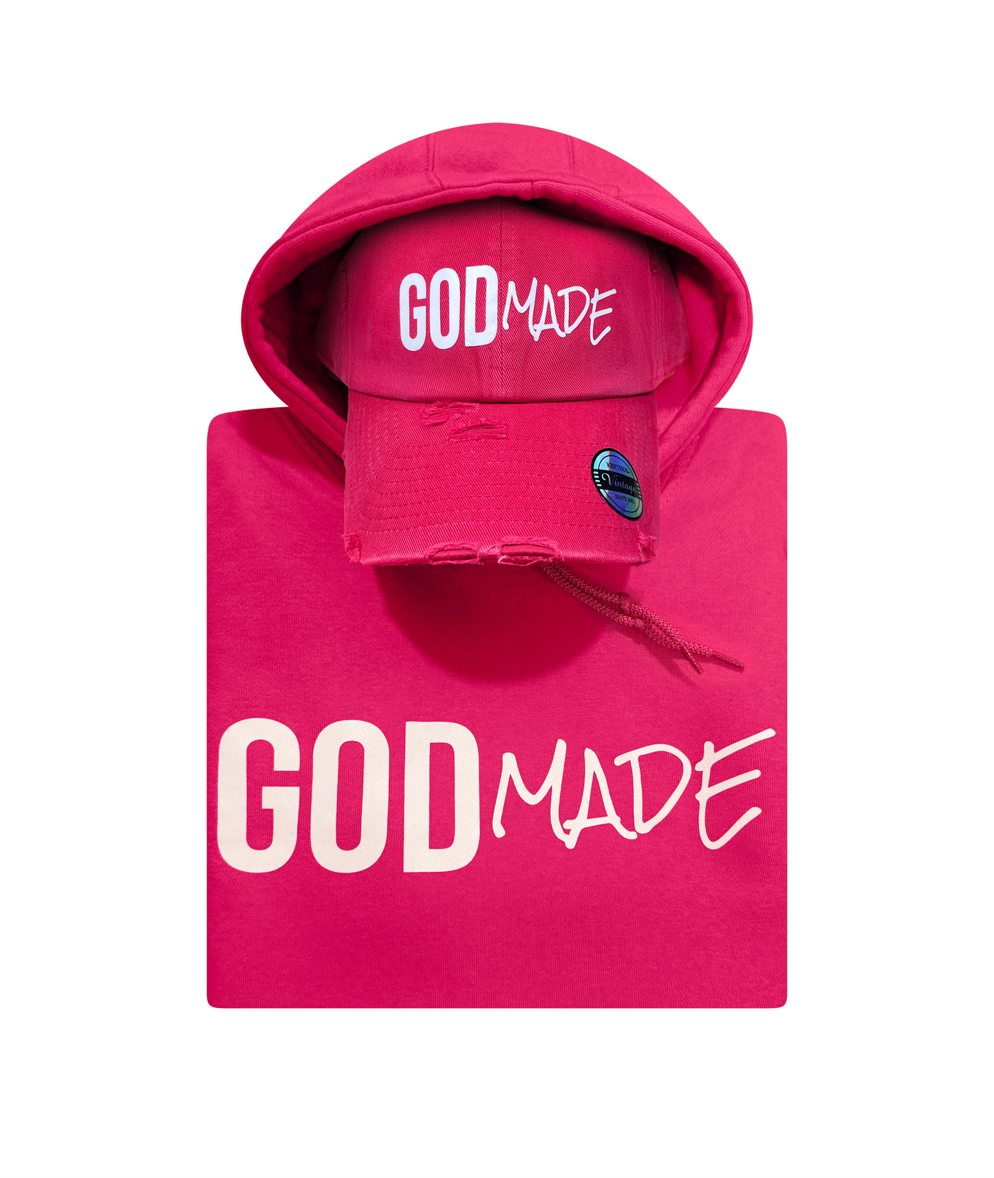 (Passion Pink) GodMade Unisex Hoodie & Hat Combo
