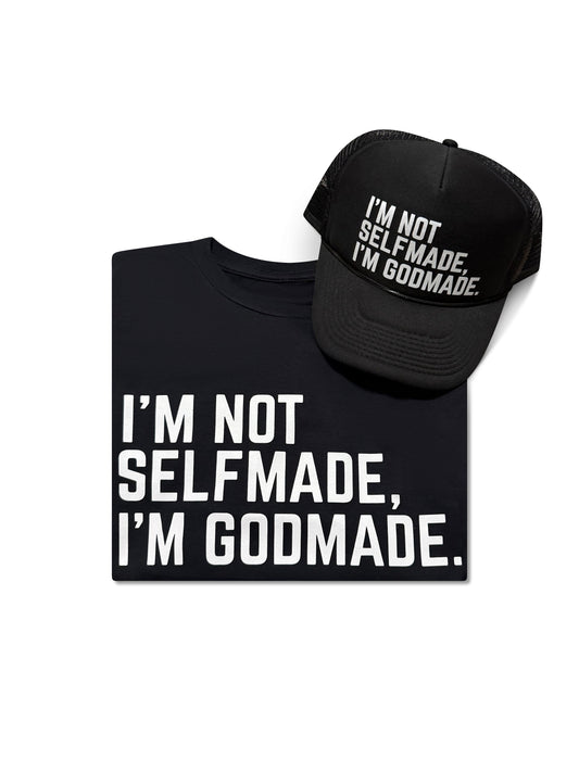 (Mercy Black) Not SelfMade But GodMade Unisex Hat & Shirt Combo