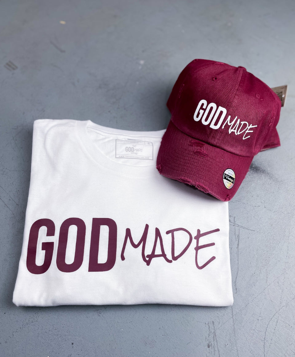 (Maroon) UNISEX Hat & Shirt Combo