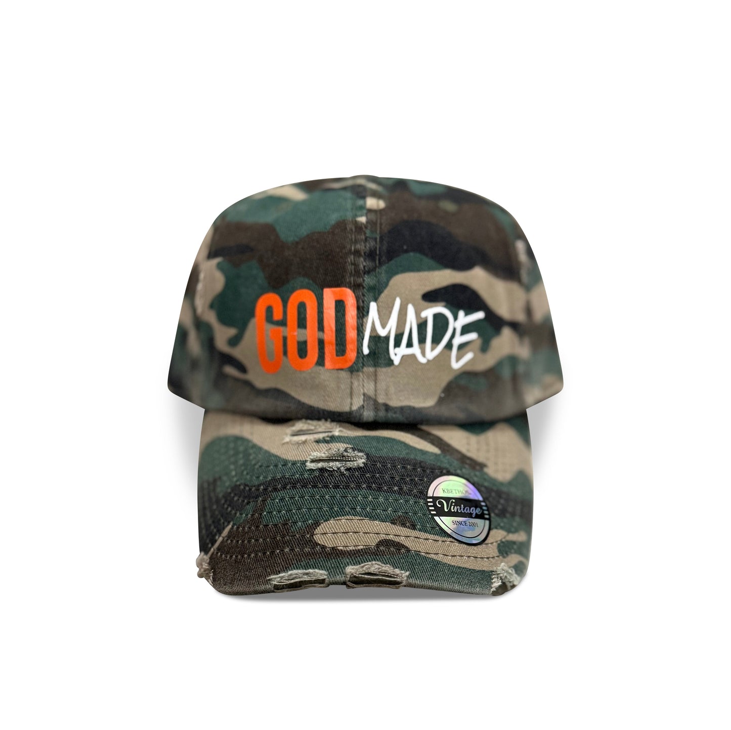 (Camo & Holy Fire Orange) GodMade Dad Hat
