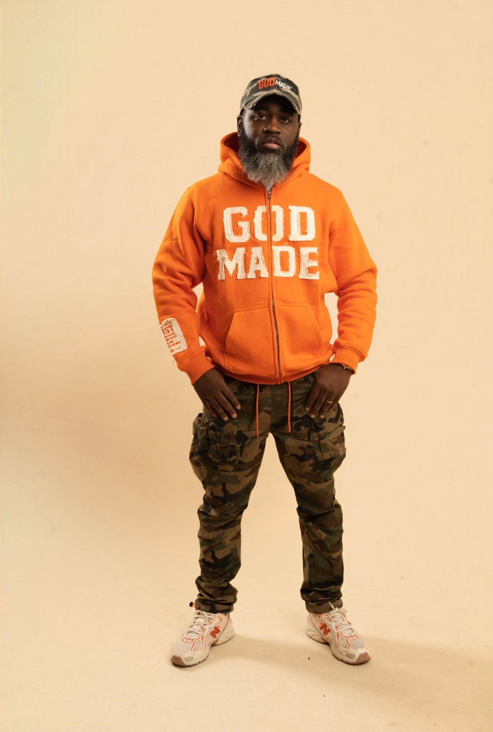 (Holy Fire Orange) New Creation Distressed Letter Hoodie