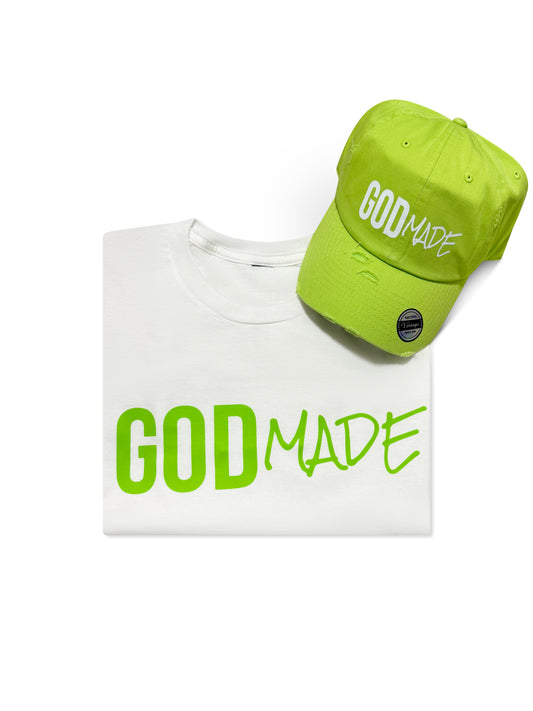 (Lime) GodMade Unisex Hat & Shirt Combo