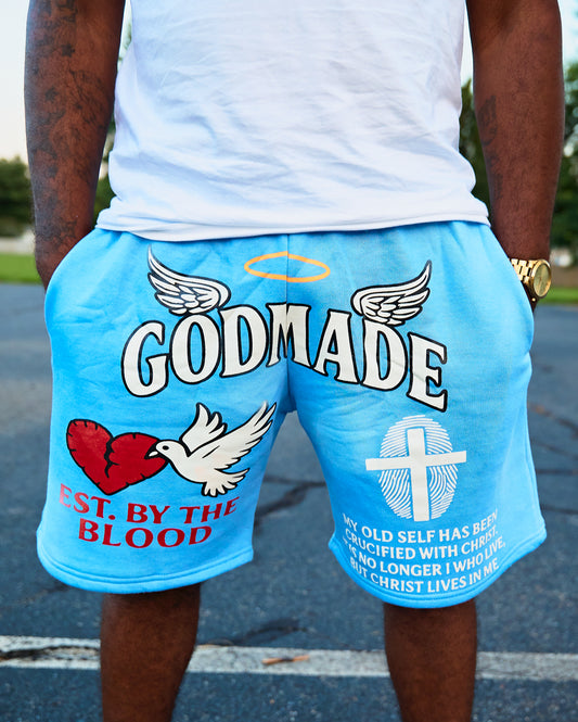 (Heavenly Blue) Limited Crucified With Christ Unisex Sweatshorts