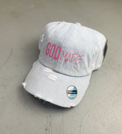 (Denim & Pink) GodMade Dad Hat