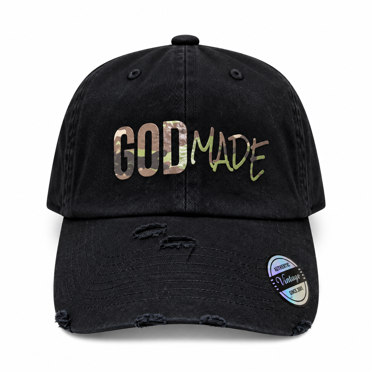 (Mercy Black & Camo) GodMade Dad Hat