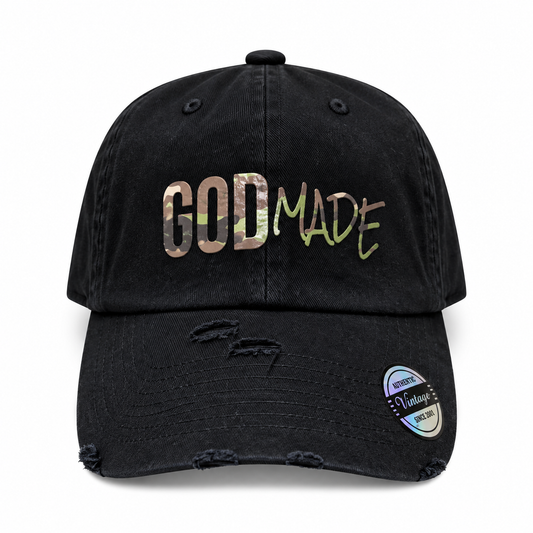 (Mercy Black & Camo) GodMade Dad Hat
