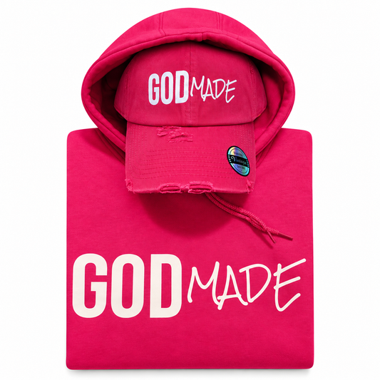 (Passion Pink) GodMade Unisex Hoodie & Hat Combo