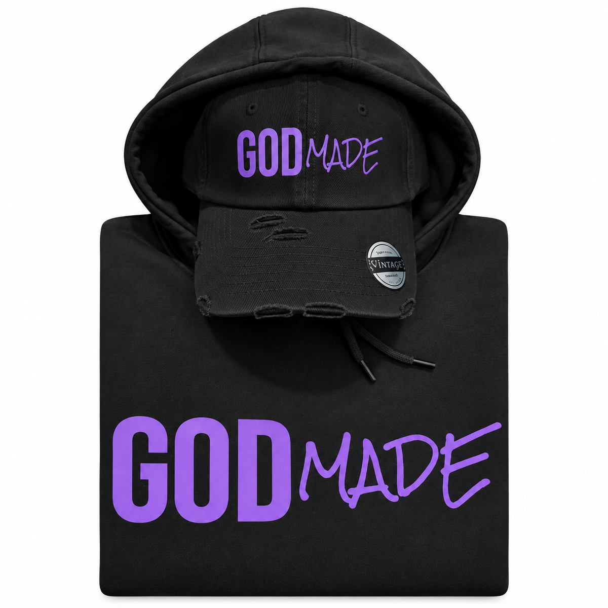 (Mercy Black & Purple) GodMade Unisex Hoodie & Hat Combo