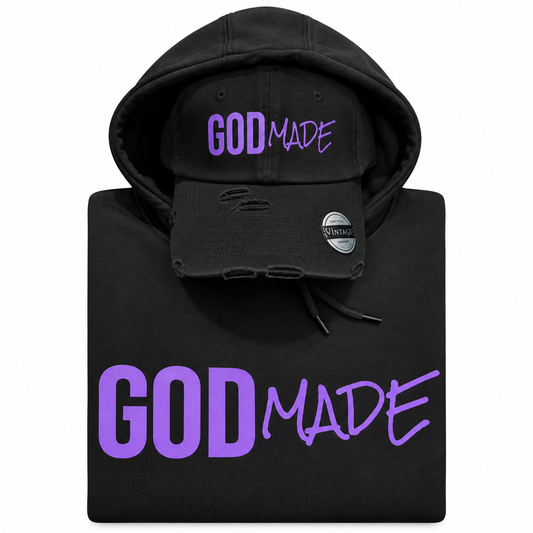 (Mercy Black & Purple) GodMade Unisex Hoodie & Hat Combo