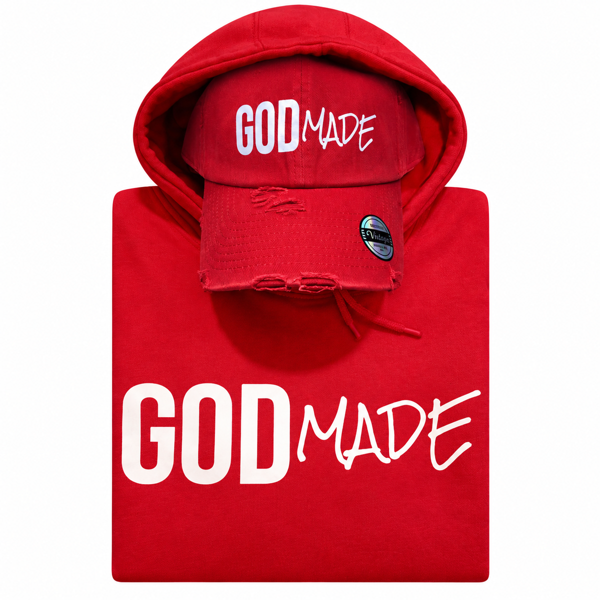 (The Blood Red) GodMade Unisex Hoodie & Hat Combo