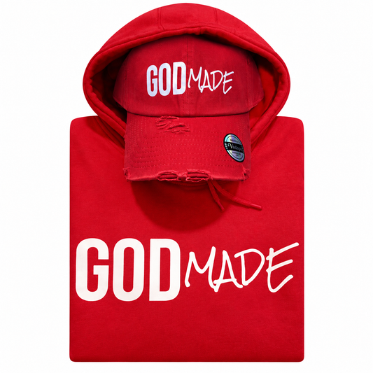 (The Blood Red) GodMade Unisex Hoodie & Hat Combo