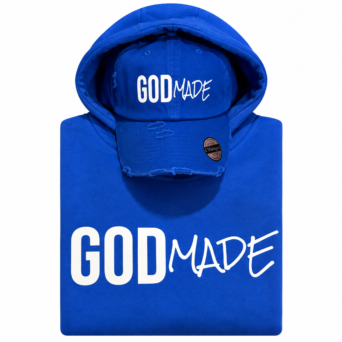 (Living Water Blue) GodMade Unisex Hoodie & Hat Combo