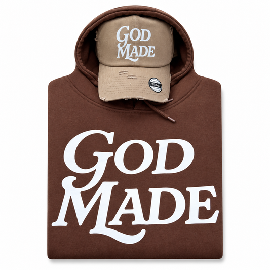 (Brown & Sand) GodMade Unisex Hoodie & Hat Combo