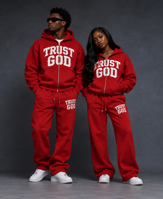 (The Blood Red) Trust God Unisex Sweatsuit