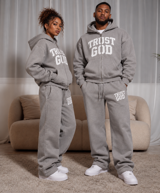 (Cement Gray) Trust God Unisex Sweatsuit