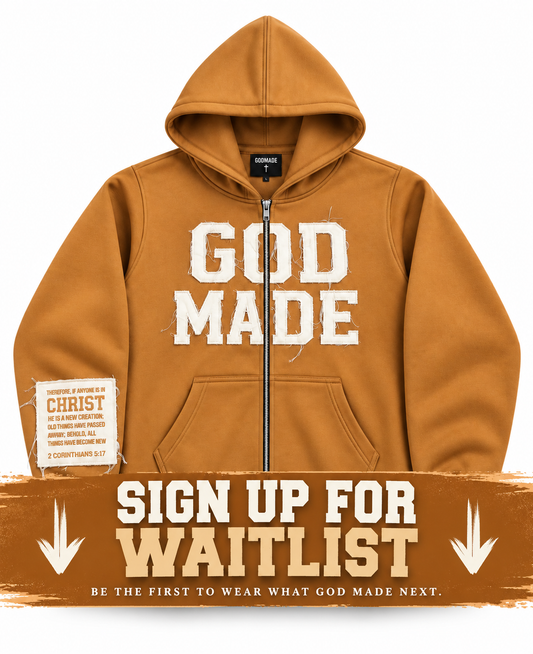 (Camel) New Creation Distressed Letter Hoodie