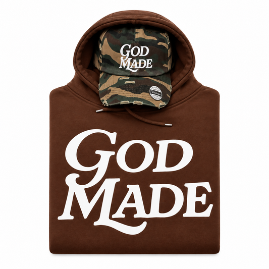 (Brown & Camo) GodMade Unisex Hoodie & Hat Combo